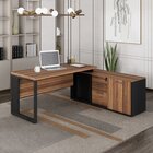 Escrivaninha Mesa De Escritório Em L Com Armário Lateral Pé Q