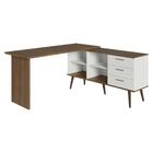 Escrivaninha Mesa De Estudos De Canto 3 Gavetas Branco/rustic