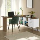 Escrivaninha Mesa De Estudos De Canto 3 Gavetas Branco/rustic