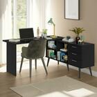 Escrivaninha Mesa De Estudos De Canto 3 Gavetas Preto Lisboa