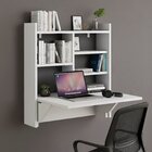 Escrivaninha Mesa Dobrável Com Estante 63cm Branco Branco