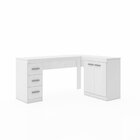 Escrivaninha Mesa Em L Escritório 2 Portas 156cm Branco Branco
