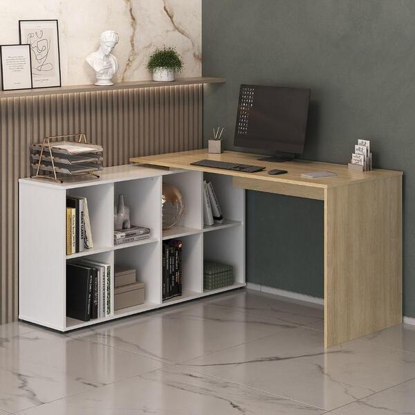 Escrivaninha Mesa Em L Para Home Office E Escritório 8 Nichos