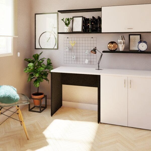 Escrivaninha Mesa Escritório 100cmx47cm 25mm Preto/branca