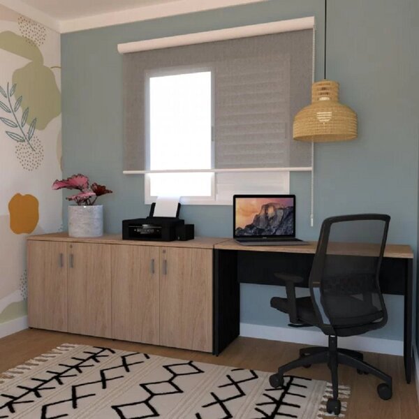 Escrivaninha Mesa Escritório 100cmx47cm Com Armário Baixo 4 P