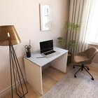 Escrivaninha Mesa Escritório 100cmx60cm 100cm Branca E Cinza