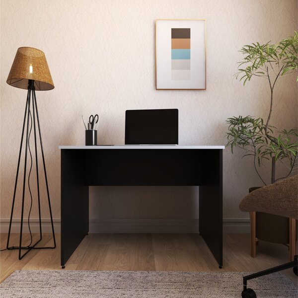 Escrivaninha Mesa Escritório 100cmx60cm 100cm Preto E Cinza C