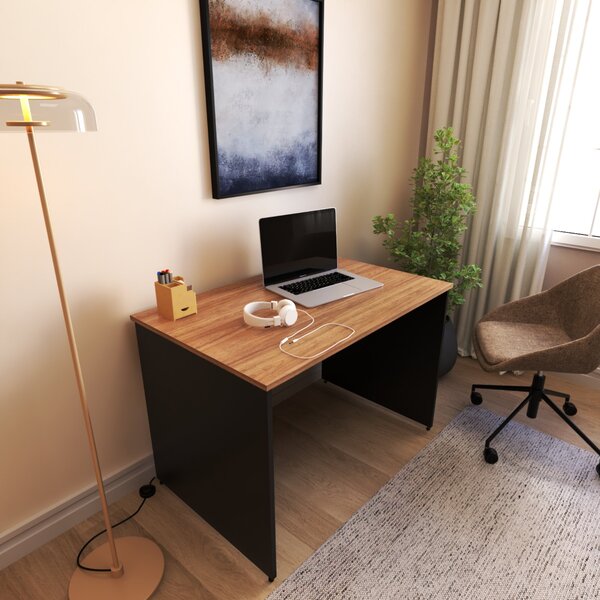 Escrivaninha Mesa Escritório 100cmx70cm 100cm Preto E Carvalh