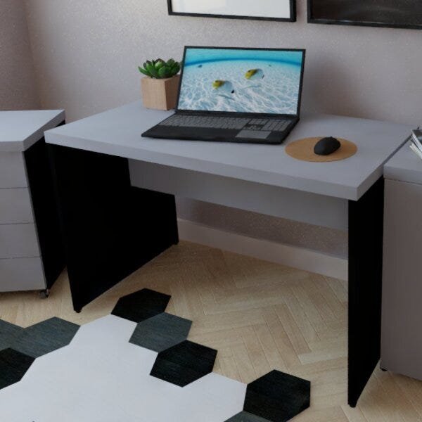 Escrivaninha Mesa Escritório 110cmx60cm Preto/cinza Cristal
