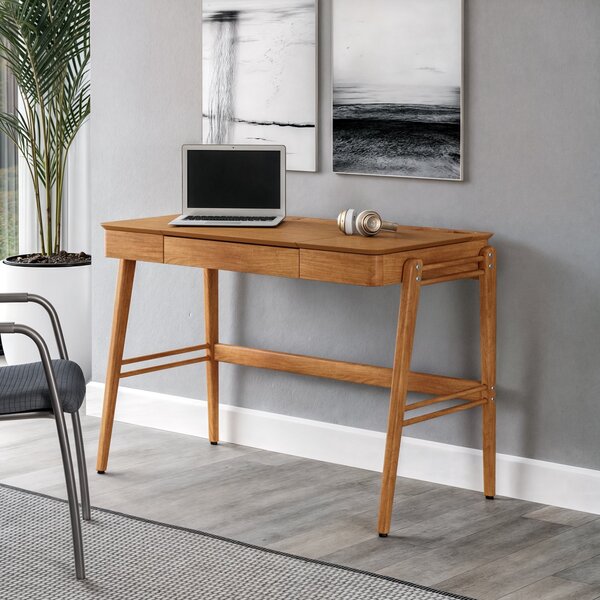 Escrivaninha Mesa Escritório 111cm Madeira Maciça Com Gaveta