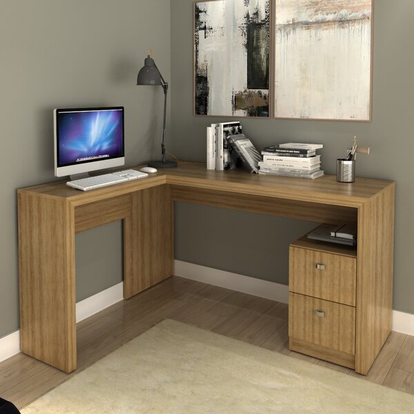 Escrivaninha Mesa Escritório 113x138,5cm Em L Com 2 Gavetas M