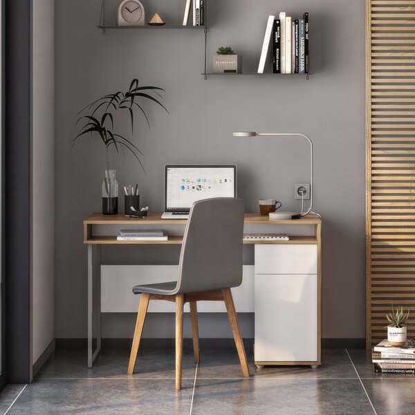 Escrivaninha Mesa Escritório 120cm 1 Porta 1 Gaveta Chicago