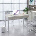 Escrivaninha Mesa Escritório 120cm 2 Gavetas Kuadra Snow/bran