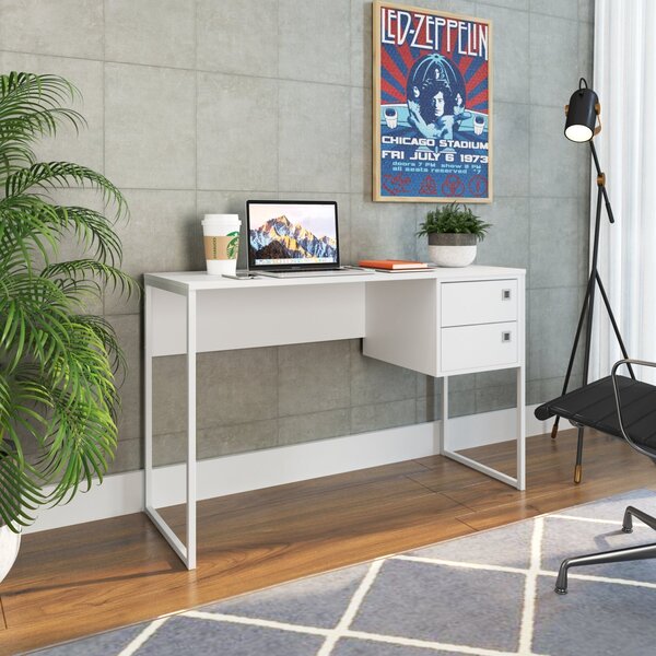 Escrivaninha Mesa Escritório 120cm 2 Gavetas P1012 Retrô Bran