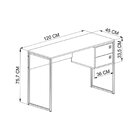 Escrivaninha Mesa Escritório 120cm 2 Gavetas P1012 Retrô Bran