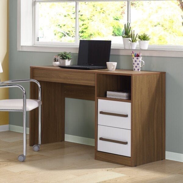 Escrivaninha Mesa Escritório 120cm 3 Gavetas 1 Nicho Harpia Y