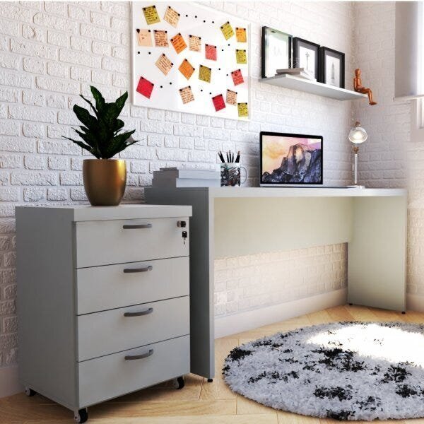 Escrivaninha Mesa Escritório 120cmx42cm 40mm Cinza Cristal