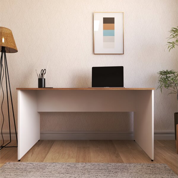 Escrivaninha Mesa Escritório 120cmx60cm 25mm Branca/carvalho