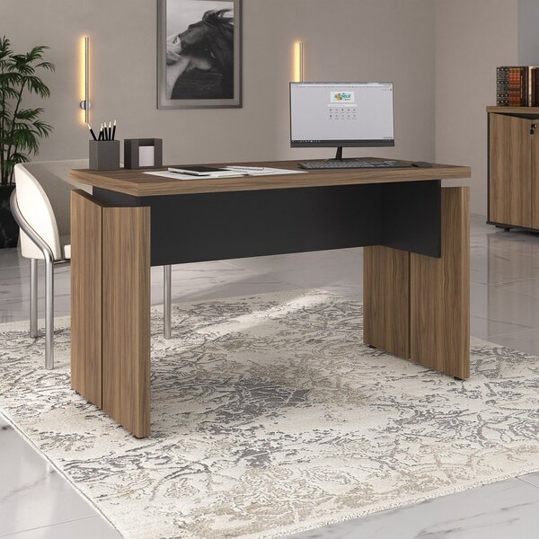 Escrivaninha Mesa Escritório 1250 Tamburato Nogal/preto