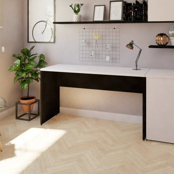 Escrivaninha Mesa Escritório 130cmx47cm 25mm Preto/branca