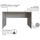 Escrivaninha Mesa Escritório 130cmx60cm 130cm Cinza Cristal C