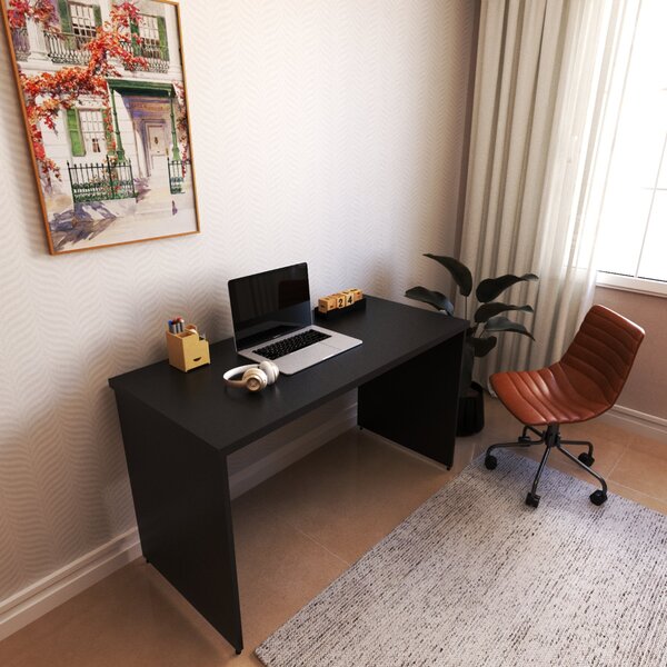 Escrivaninha Mesa Escritório 130cmx60cm 130cm Preto Preto
