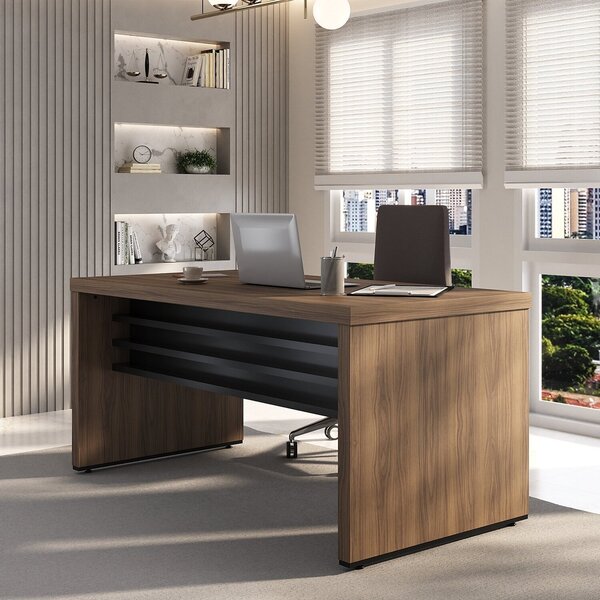 Escrivaninha Mesa Escritório 1350 Cm Tamburato Robusta E Eleg