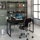 Escrivaninha Mesa Escritório 135cm 2 Gavetas Kuadra Preto Ônix