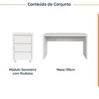 Escrivaninha Mesa Escritório 135cm Com Gaveteiro Com Rodízio