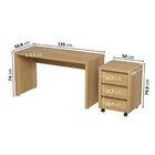 Escrivaninha Mesa Escritório 135cm Com Gaveteiro Com Rodízio