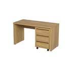 Escrivaninha Mesa Escritório 135cm Com Gaveteiro Com Rodízio