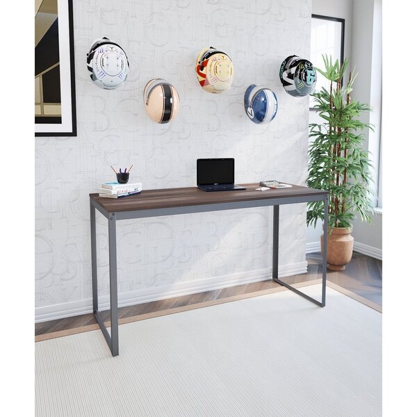 Escrivaninha Mesa Escritório 135x55 Cinza Grafite / Nogal