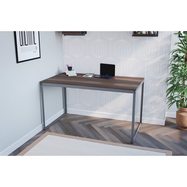 Escrivaninha Mesa Escritório 135x75 Cinza Grafite / Nogal