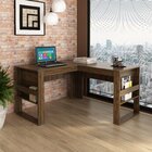 Escrivaninha Mesa Escritório 136cm Em L Com Detalhe Ripado Me