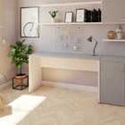 Escrivaninha Mesa Escritório 140cmx47cm 140cm Branca E Cinza