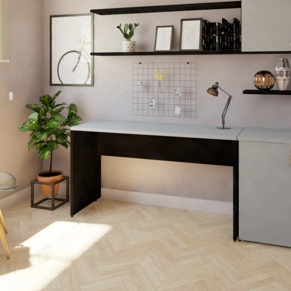 Escrivaninha Mesa Escritório 140cmx47cm 25mm Preto/cinza Cris