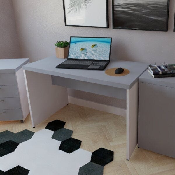 Escrivaninha Mesa Escritório 140cmx60cm Branco/cinza Cristal