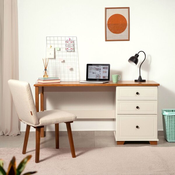 Escrivaninha Mesa Escritório 150cm 3 Gavetas Madeira Maciça P