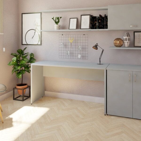 Escrivaninha Mesa Escritório 160cmx47cm 25mm Cinza Cristal