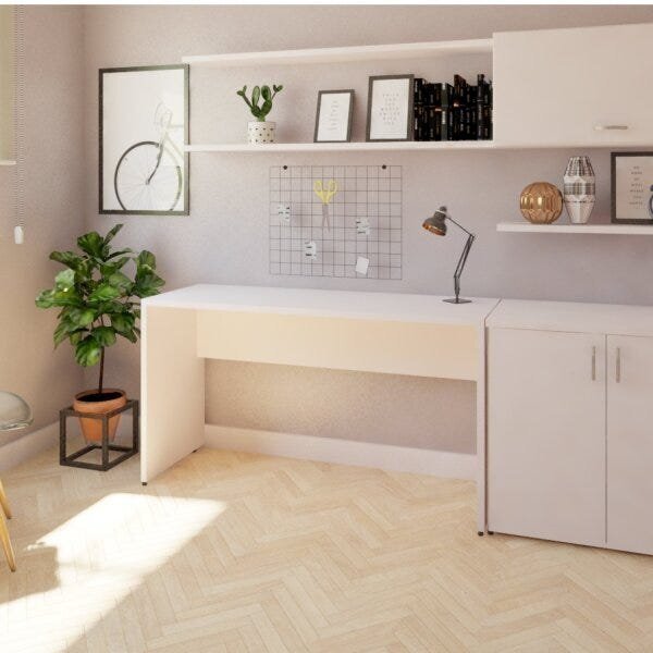 Escrivaninha Mesa Escritório 170cmx47cm 170cm Branca Branca