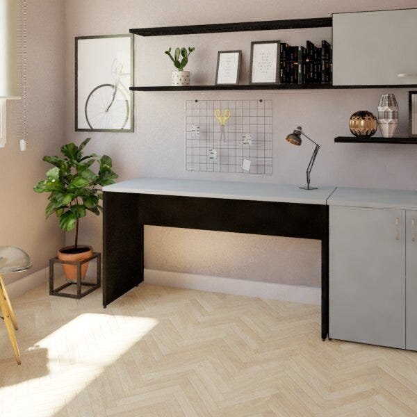 Escrivaninha Mesa Escritório 170cmx47cm 25mm Preto/cinza Cris