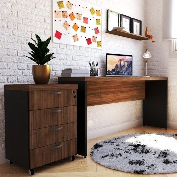 Escrivaninha Mesa Escritório 180cmx42cm 40mm Preto/ameixa Neg