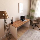 Escrivaninha Mesa Escritório 180cmx60cm 25mm Branca/carvalho