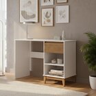 Escrivaninha Mesa Escritório 1 Gaveta 2 Nichos Mdf E Madeira