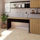 Escrivaninha Mesa Escritório 250cmx47cm 180cm Preto E Carvalh