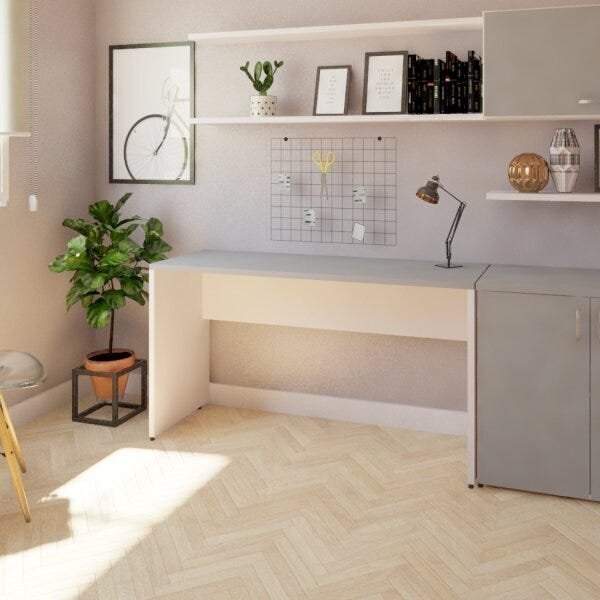 Escrivaninha Mesa Escritório 250cmx47cm 25mm Branca/cinza Cri