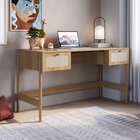 Escrivaninha Mesa Escritório 2 Gavetas 139cm Palhinha Pé Made