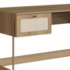 Escrivaninha Mesa Escritório 2 Gavetas 139cm Palhinha Pé Meta