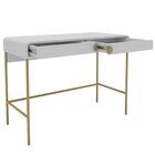Escrivaninha Mesa Escritório 2 Gavetas Luna Branco/ Dourado