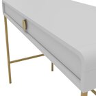 Escrivaninha Mesa Escritório 2 Gavetas Luna Branco/ Dourado